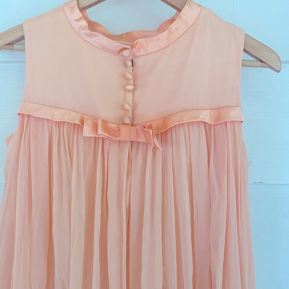 50s Peach Chiffon Satin Nightgown